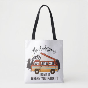 RV Camping Tent Trailer Home is waar u het parkere Tote Bag