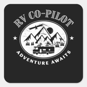 RV Co-Pilot Adventure wacht op Camper Gift Vierkante Sticker