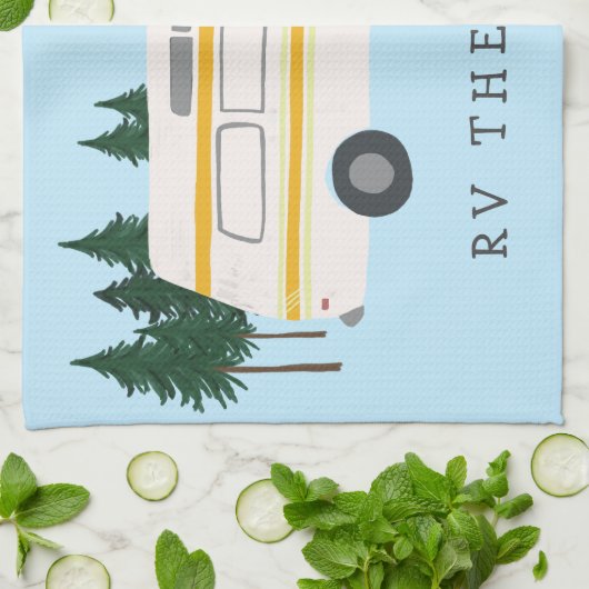 RV ER NOG? Campervan Camping RVing Trees Forest Theedoek (Gevouwen)