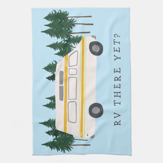 RV ER NOG? Campervan Camping RVing Trees Forest Theedoek (Verticaal)