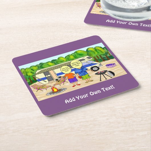 RV Funny Cartoon Kartonnen Onderzetters (Schuin)