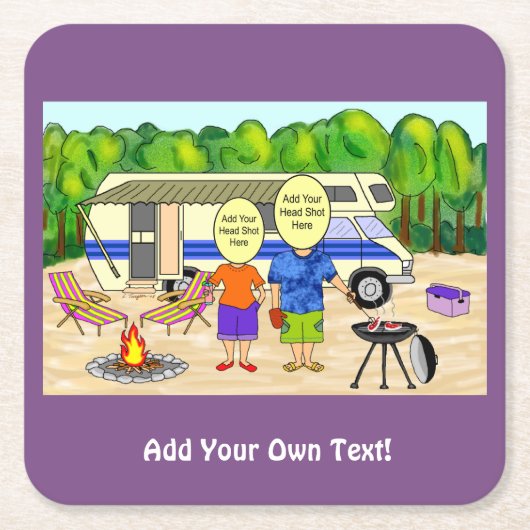 RV Funny Cartoon Kartonnen Onderzetters (Voorkant)