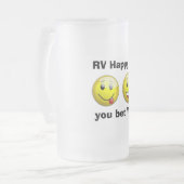 "RV Happy"-Mok Matglas Bierpul (Voorkant links)