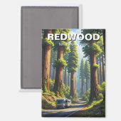 RV in het Redwood National Park Magneet (Voorkant / Achterkant)