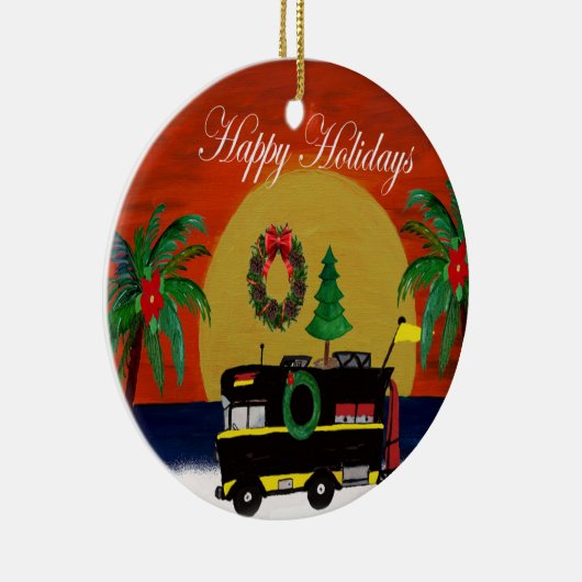 RV-kampeerkerstversiering uit mijn kunst Keramisch Ornament (Rechts)