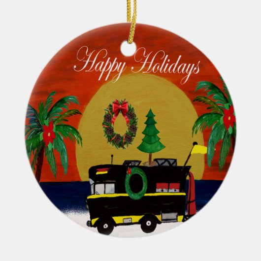 RV-kampeerkerstversiering uit mijn kunst Keramisch Ornament (Voorkant)