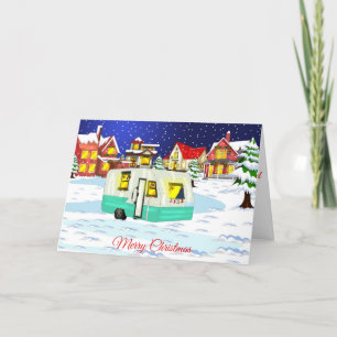 RV kerst en vakantie Kaart met kleine trailer