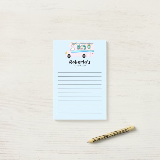 RV-kruidenierswinkel met de Retro-mas-camper RV-kr Post-it® Notes (Op bureau)