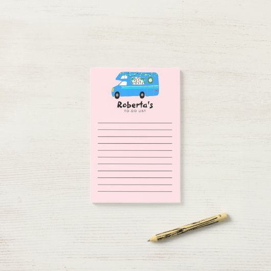 RV-kruidenierswinkel met de Retro-mas-camper RV-kr Post-it® Notes (Op bureau)