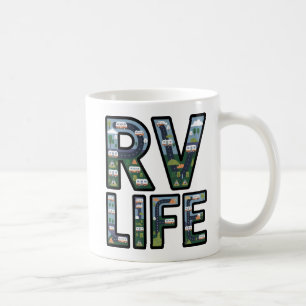 RV Life Adventure Camper Road Trip Typografie Koffiemok