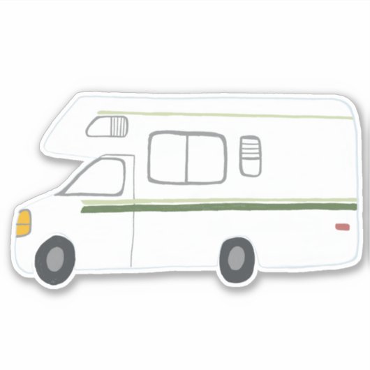 RV Motorhome Camper Cute Tekening Kunst Sticker (Voorkant)