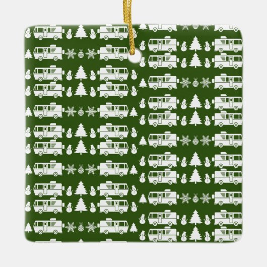 RV Motorhome Kerstdecoratie Keramisch Ornament (Voorkant)