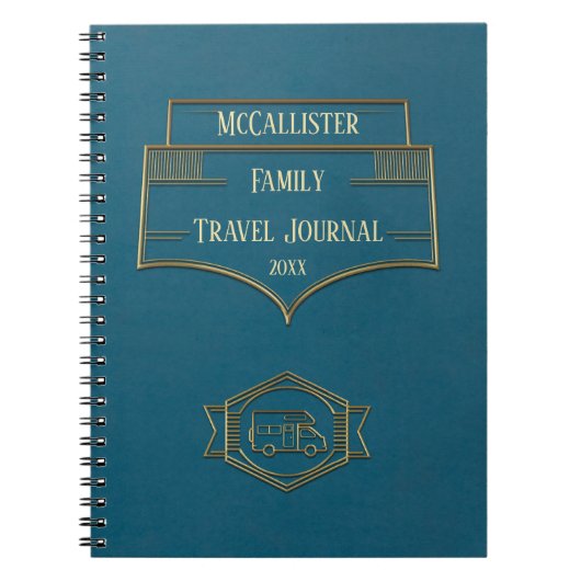 RV Motorhome-reisblad met retro Notitieboek (Voorkant)