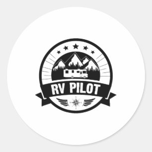 Rv Piloot Grappige Motorhome Rv Reis Voor Mannen V Ronde Sticker