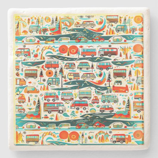 RV-reizen Stenen Onderzetter (Voorkant)
