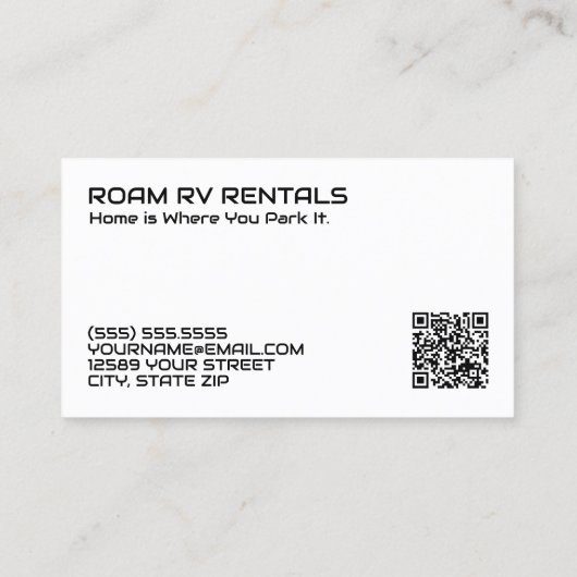 🚐 RV Rentals Aangepaste QR Visitekaartje (Achterkant)