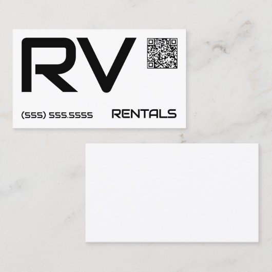 🏕️ RV Rentals Aangepaste QR Visitekaartje (Voorkant / Achterkant)