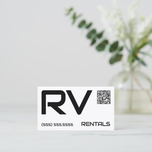 🏕️ RV Rentals Aangepaste QR Visitekaartje (Staand voorkant)