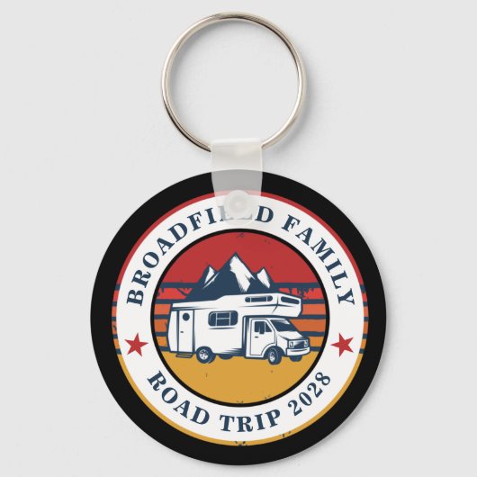 RV Road Trip Family Reunion Adventure Retro Sleutelhanger (Voorkant)