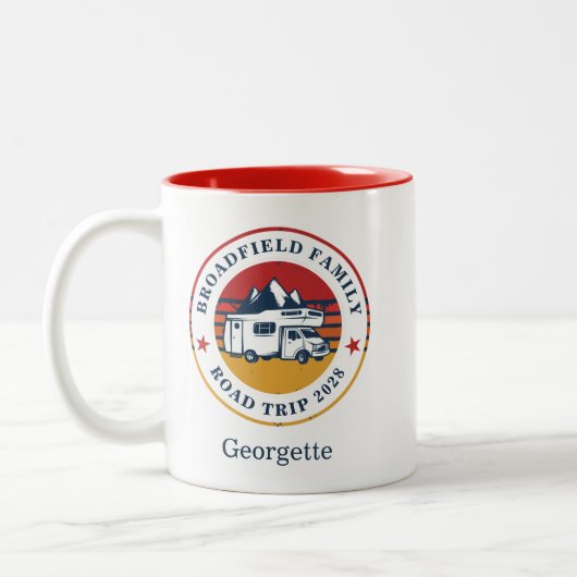 RV Road Trip mam Matching Family Vacation Keepslag Tweekleurige Koffiemok (Links)