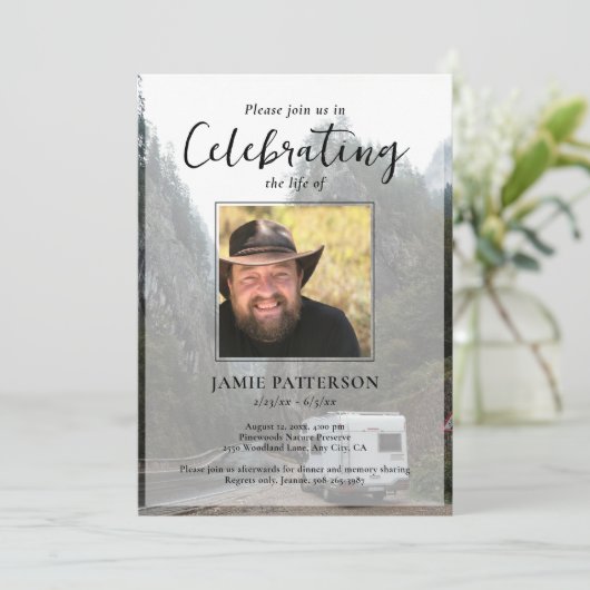 RV RVer Camper Celebration of Life, Funeral Photo Kaart (Staand voorkant)