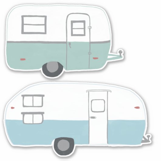  RV-trailer Camper set van 2 tekenkunst Sticker (Voorkant)