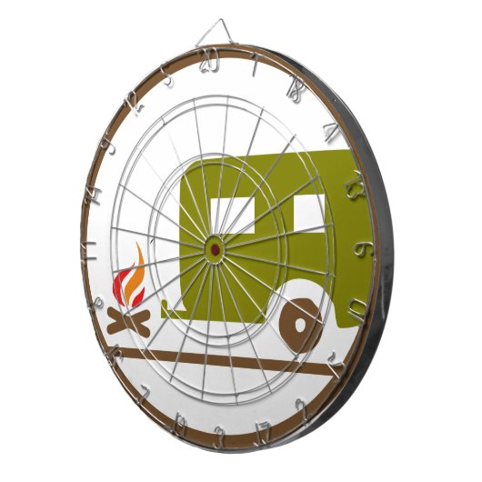 RV-trailer en kampvuur Dartbord (Voorkant Rechts)