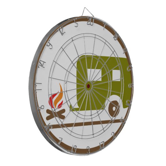 RV-trailer en kampvuur Dartbord (Voorkant Links)