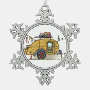 RV  trappendienst met trappendienst Tin Sneeuwvlok Ornament