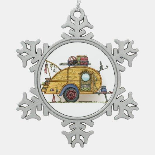 RV trappendienst met trappendienst Tin Sneeuwvlok Ornament (Voorkant)