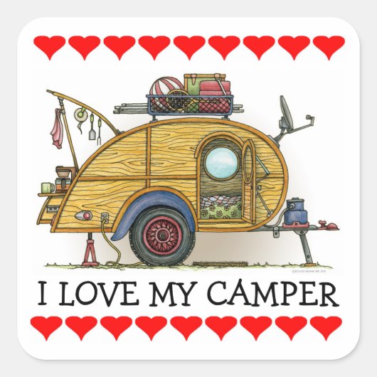 RV  trappendienst met trappendienst Vierkante Sticker (Voorkant)