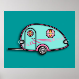 RV-travelaanhangwagen voor scheurdaalvlucht 24 X 3 Poster
