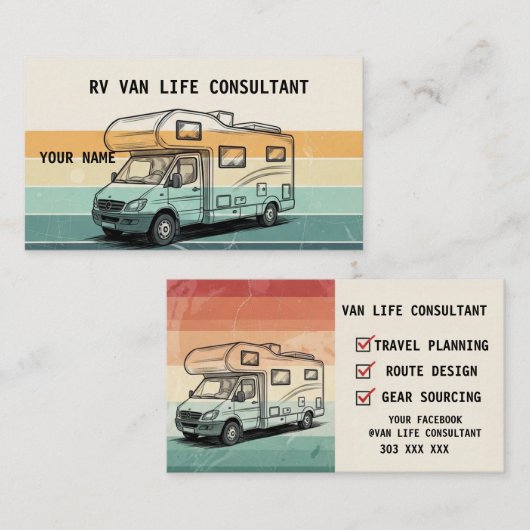 RV Van Life Kaart Visitekaartje (Voorkant / Achterkant)