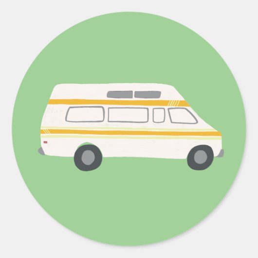 RV Van Motorhome Campervan Cute Drawing Ronde Sticker (Voorkant)