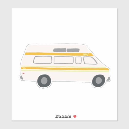  RV Van Motorhome Campervan Cute Drawing Sticker (Vel)