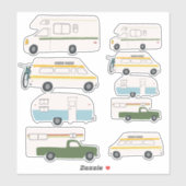  RV Van Motorhome Campervan Cute Drawing Sticker (Vel)