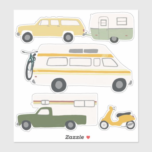  RV Van Motorhome Campervan Cute Drawing Sticker (Vel)
