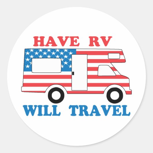RV zal Amerika reizen Ronde Sticker (Voorkant)