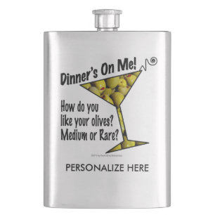 RVS COCKTAILFLES - DINER, OLIVEN, MARTINI HEUPFLES