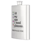RVS COCKTAILFLES, Op mijn leeftijd heb ik een bril Flacon (Links)