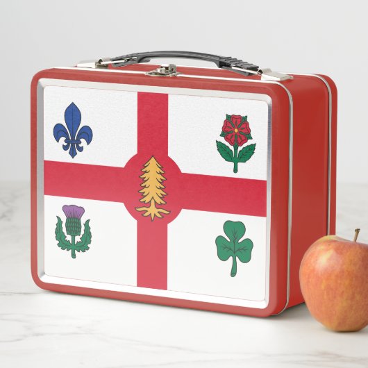 RVS lunchbox met vlag van Montreal (In situ)