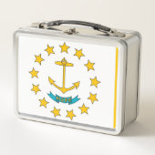 RVS lunchdoos met de vlag van Rhode Island (Voorkant)