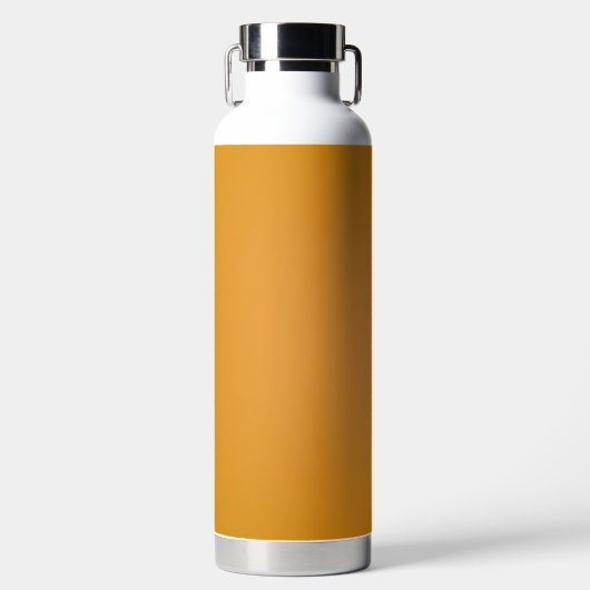 RVS waterfles met een slanke mosterdkleur (Voorkant)