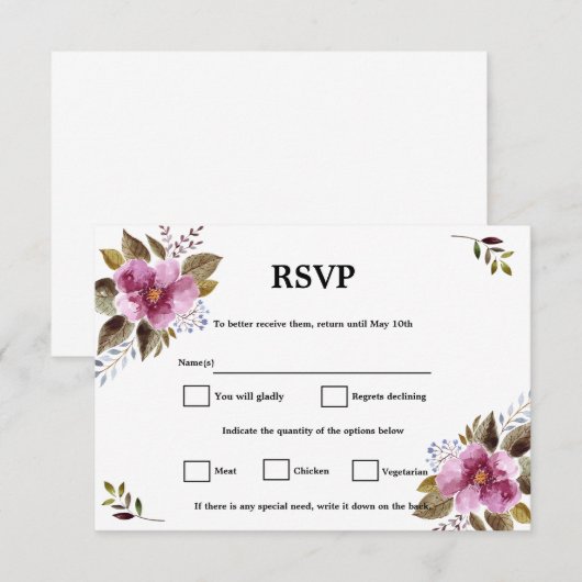 RVSP RSVP KAARTJE (Voorkant / Achterkant)