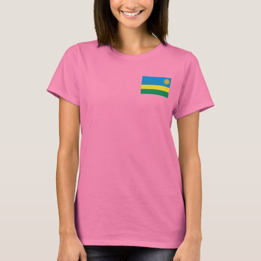Rwanda Flag and Map Dk T-Shirt (Voorkant)