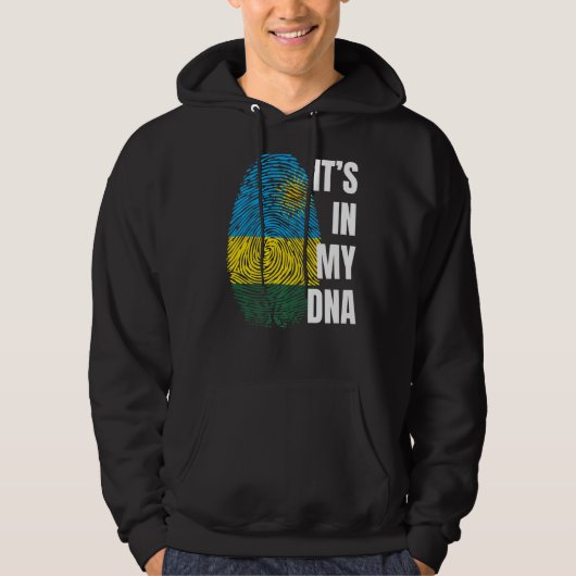 Rwanda Flag Dna Fingerprint Black History Maand Hoodie (Voorkant)