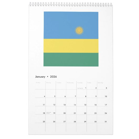 Rwanda Flag Emblem Kalender (Jan 2026)