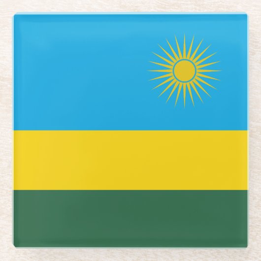 Rwanda Flag Glazen Onderzetter (Voorkant)