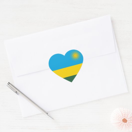 Rwanda Flag Hart Sticker (Envelop)