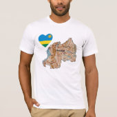 Rwanda Flag Heart en Map T-Shirt (Voorkant)